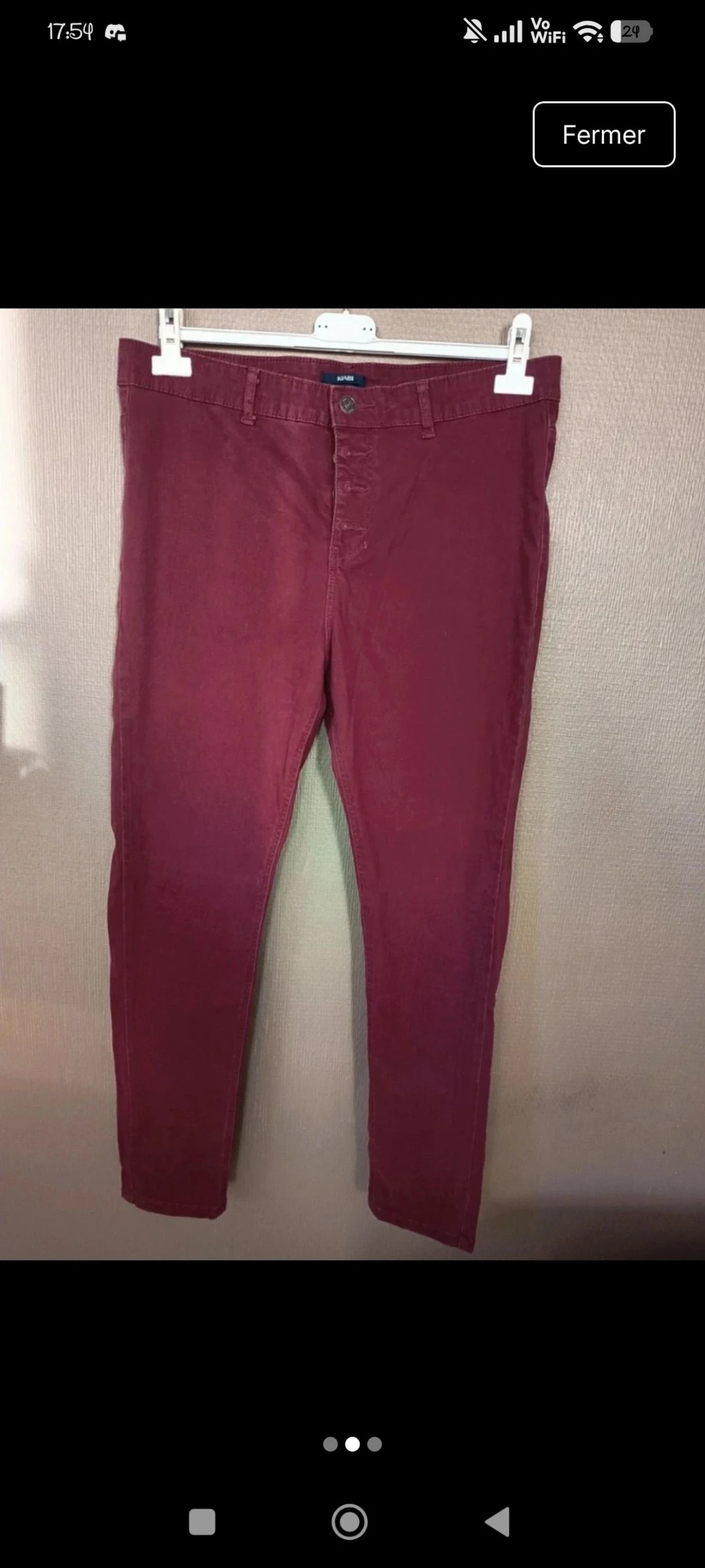 👖Pantalon homme bordeaux Kiabi Skinny Fit – Taille 46 👖